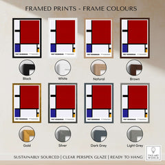 Piet Mondrian Composition Red Blue Yellow 1930 Abstract Art Print Poster Geometric framed prints in various colors.