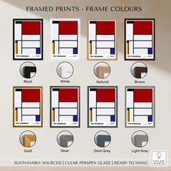 Piet Mondrian Tableau I 1921 De Stijl Abstract Geometric Poster Modern Art Print framed in various color options.