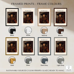 Framed prints color options for Rembrandt Girl Picture Frame 1641 Portrait Art Print Dutch Golden Age Poster Decor.