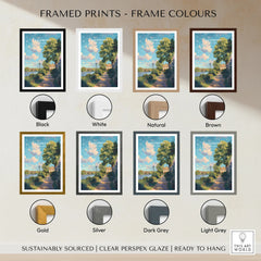 Richmond travel art print with eight frame color options including black, white, natural, brown, gold, silver, dark grey, and light grey.