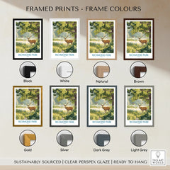 Richmond Park framed deer print in eight frame color options for wall art decor