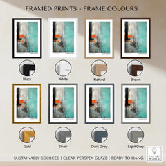 Rothko Inspired Abstract Mint and Orange Art Print | Expressionist Style Wall Decor available in various frame colors.