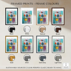 Rothko Style Floating Blocks Painting Print | Modern Abstract Canvas Wall Decor with various frame colors.