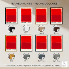 Mark Rothko Untitled Red on Red 1969 Abstract Art Print Color Field Painting Poster in various frame colors options.