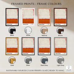 Mark Rothko Untitled 1969 Abstract Expressionism Poster White Orange Color Field Print framed in various colors.