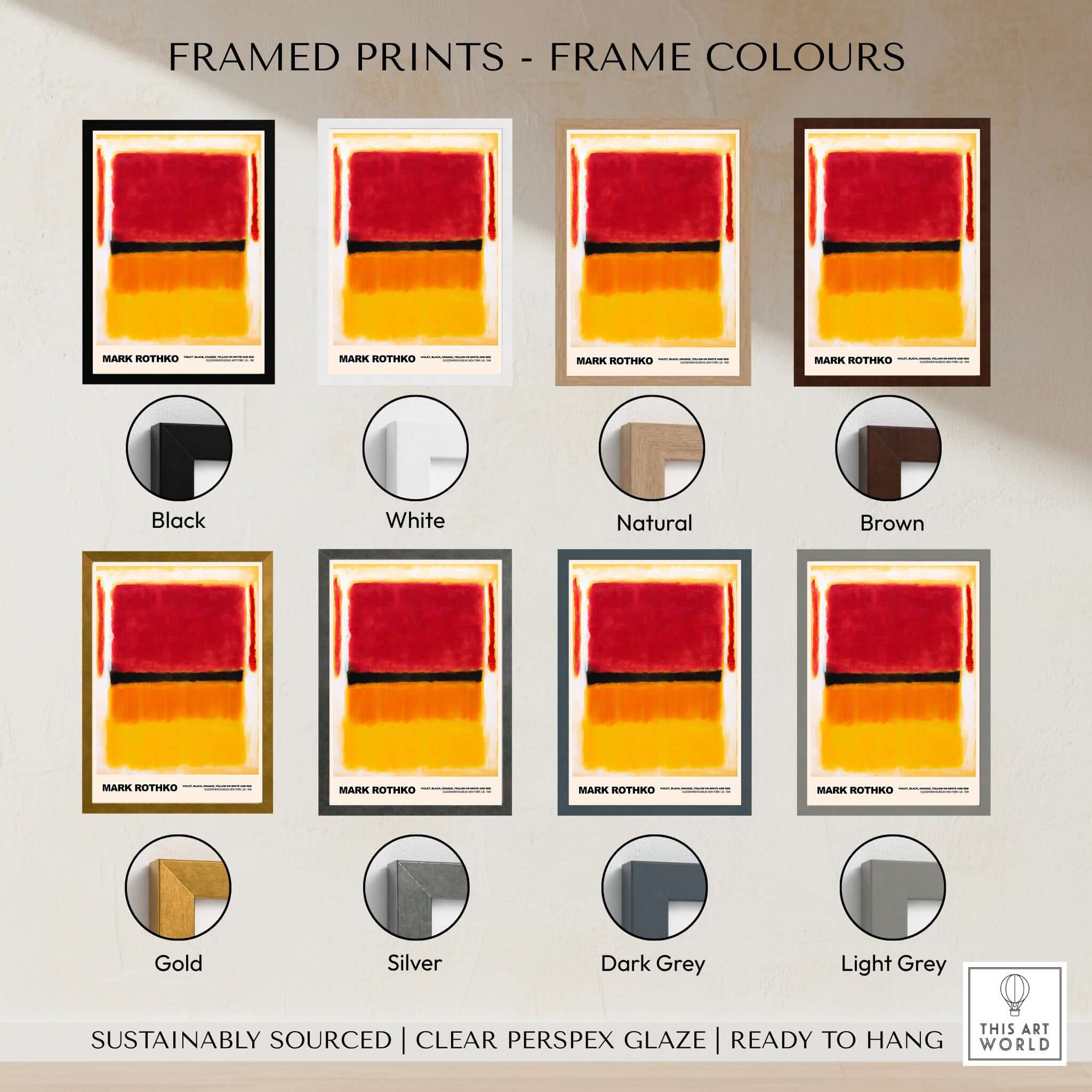 Mark Rothko Violet Black Orange Yellow 1949 Abstract Art Print Color Field Poster Guggenheim framed print color options