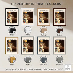 Framed prints of Salvador Dali Portrait of Picasso 1947 Surrealist Art Print Grotesque Poster in various frame colors.