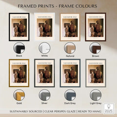 Framed prints in various colors showcasing Salvador Dali The Angelus of Gala 1935 Surrealism Double Image Art Print Poster.