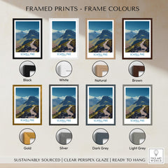 Scafell Pike Lake District Poster | Hiking Trail Landscape Canvas Print framed in various colors.