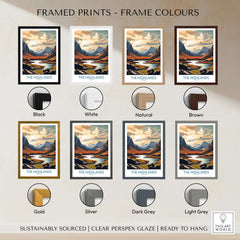 Framed prints of The Highlands Wall Art | Modern Style in various frame colors including Black, White, Natural, and Brown.