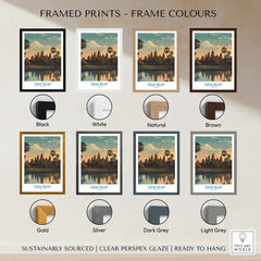 Framed prints showcasing Siem Reap Canvas Print | Cambodia Khmer Poster in various frame colors.
