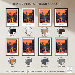 Siem Reap Poster | Bustling Tuk Tuk Cambodia Cityscape Canvas Print framed in various frame colors including black, white, gold and more.
