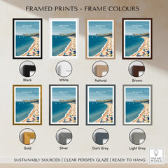 Swanage Dorset Wall Art Print | British Seaside Beach Travel Poster framed in various frame colors options.