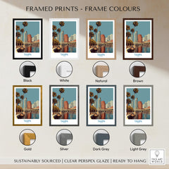 Tampa Florida Poster | Waterfront Sunset Cityscape Canvas Print framed print color options including black, white, natural, and brown.