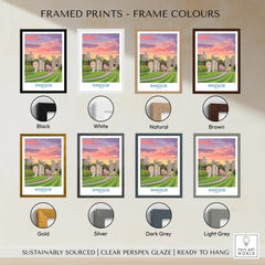 Windsor travel poster art print with eight frame color options: black, white, natural, brown, gold, silver, dark grey, and light grey.