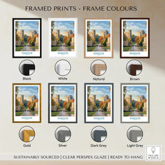 Windsor travel poster art print with eight frame color options: black, white, natural, brown, gold, silver, dark grey, and light grey.