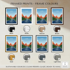 Framed Zion National Park print with eight frame color options, ideal wall art decor.