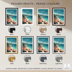 Albania Canvas Print | Balkan Travel Wall Decor available with various frame colors including Black, White, Natural, Brown, Gold, Silver, Dark Grey, Light Grey.