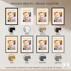 Framed prints options for Picasso Blonde Woman Abstract Portrait Print Cubist Style Poster Artwork Collection.