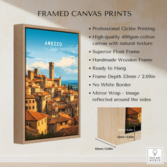 Arezzo Italy Wall Art – Tuscany Village Poster framed canvas print showcasing terracotta rooftops of Arezzo.