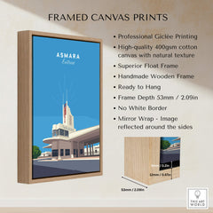 Asmara Travel Poster – Fiat Tagliero Futurist Architecture Art Print framed canvas print with high-quality Giclée printing.