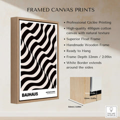 Bauhaus Exhibition Prints - Thick Undulating Waves Poster Black Cream Abstract Art displayed in a framed canvas print.