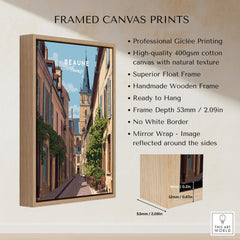 Beaune Travel Poster – Burgundy France Wall Art framed canvas print showcasing picturesque wine country.