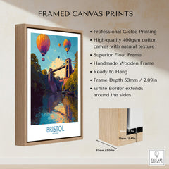 Bristol England Wall Art – River Avon Sunset and Balloon Festival Print in framed canvas format.