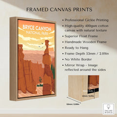 Bryce Canyon National Park framed canvas wall art with natural wood float frame