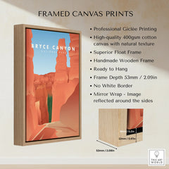 Bryce Canyon National Park framed canvas print with float frame details and wall art features