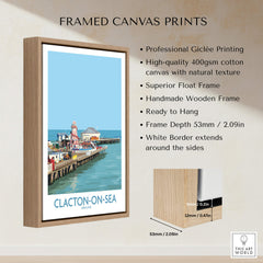 Clacton-on-Sea England Wall Art – British Seaside Decor framed canvas print showcasing a vibrant coastal scene.