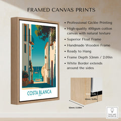Costa Blanca Spain Wall Art Print - Spanish Village Artwork framed canvas print showcasing picturesque architecture.