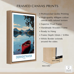 Derwentwater Cumbria Wall Art – Mountain Lake Landscape Print framed canvas print showcasing a serene lake view.