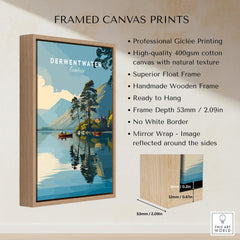Derwentwater Print – Lake District Sunset Poster displayed in a framed canvas with professional Giclée printing.