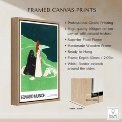 Edvard Munch Art Print - Two Women on the Shore 1898 Woodcut AIC Poster displayed in a professional float frame.