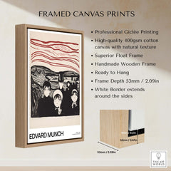 Edvard Munch Art Print - Anxiety 1896 Expressionist Lithograph MoMA Poster framed with wooden border.