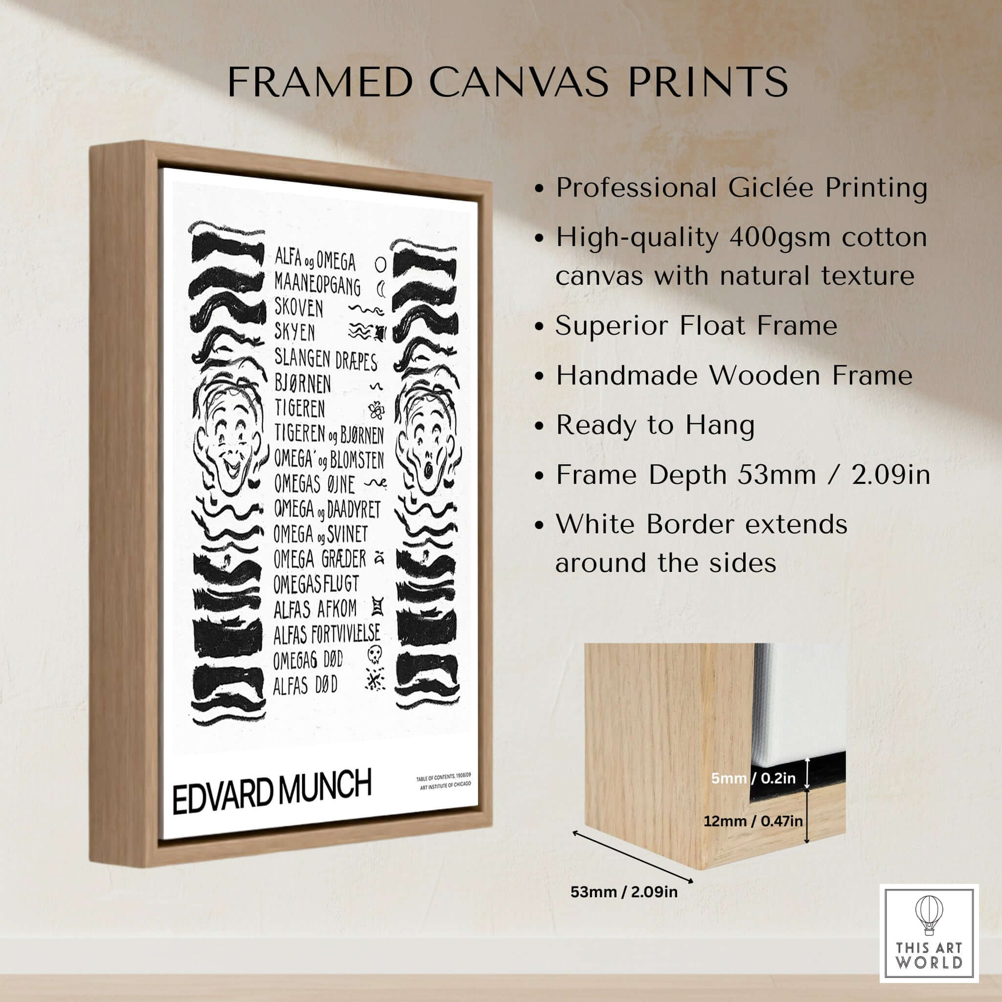 Edvard Munch Art Print - Table of Contents Alpha Omega Series Print Art Institute of Chicago Poster framed canvas print details.