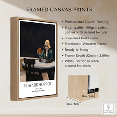 Framed canvas print of Edward Hopper Automat 1927 Des Moines Art Center Poster Print with high-quality giclée printing.