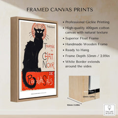 Exhibition Art Print Steinlen Tournée du Chat Noir Vintage French Black Cat Poster framed canvas detail
