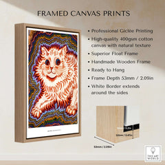 Kaleidoscope Cat Psychedelic Feline Poster Wall Art Louis Wain Exhibition Art Print in framed canvas print format.