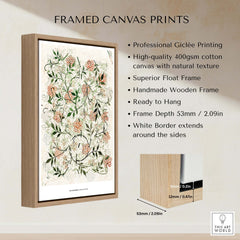 Exhibition Art Print William Morris Jasmine Pattern Floral Botanical Wall Art in a framed canvas display.