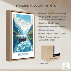 Fjords Norway Wall Art | Modern Style in a framed canvas print showcasing stunning Nordic landscapes.