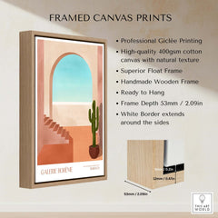 Galerie Bohème Moroccan Archway Cactus Art Print Terracotta Wall Decor Poster in a wooden frame