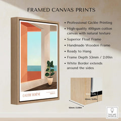 Galerie Bohème Ocean View Window Moroccan Style Art Print Boho Decor Poster framed in professional Giclée printing.