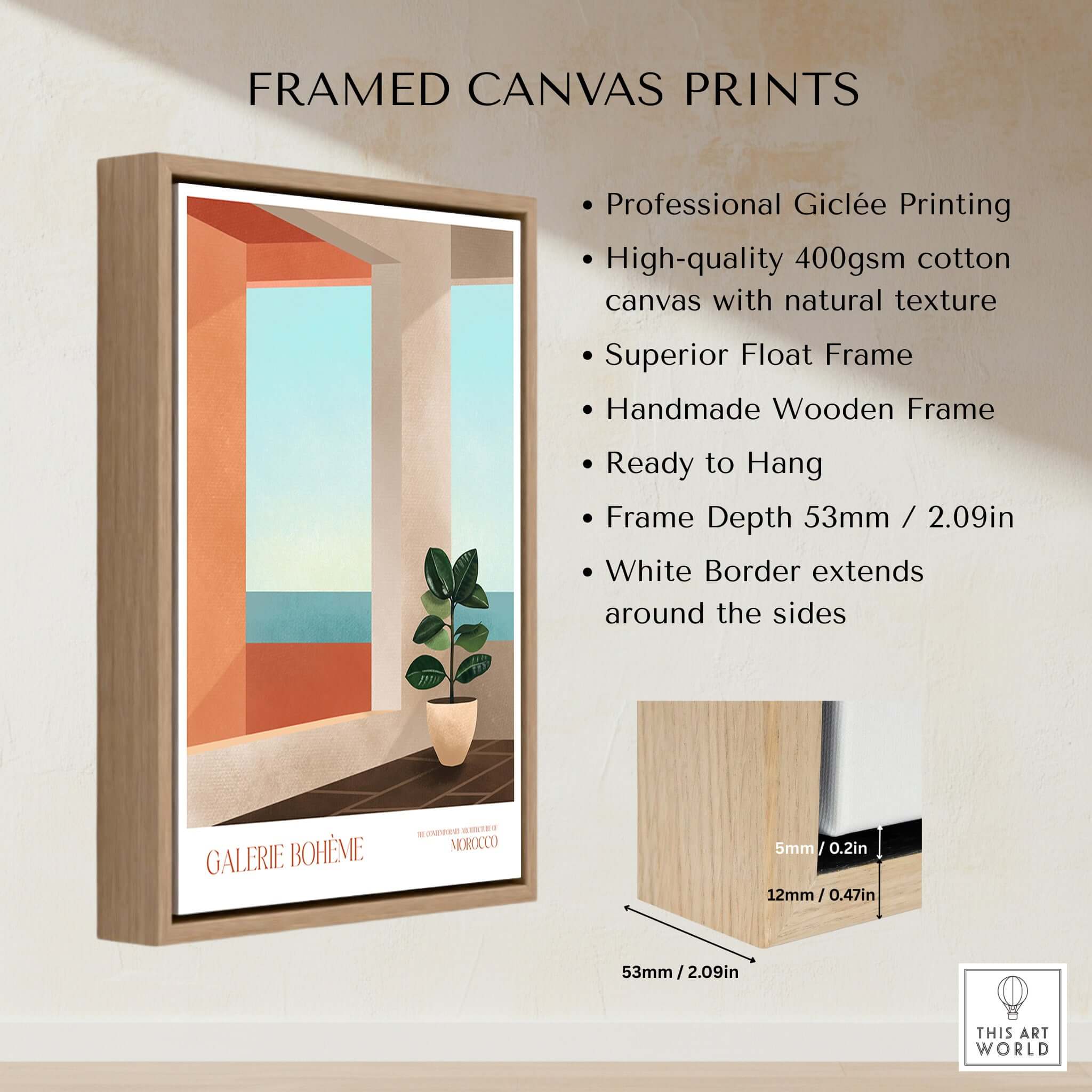 Galerie Bohème Ocean View Window Moroccan Style Art Print Boho Decor Poster framed in professional Giclée printing.