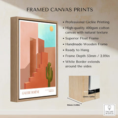 Galerie Bohème Abstract Moroccan Stairs Cactus Poster Desert Wall Art Print framed canvas art with natural texture.