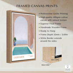 Galerie Bohème Moroccan Pool Ocean Archway Art Print Mediterranean Poster framed canvas print showcasing Giclée quality.