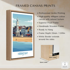 Herne Bay Kent Canvas Print Poster showcasing framed giclée print details and features of the artwork.