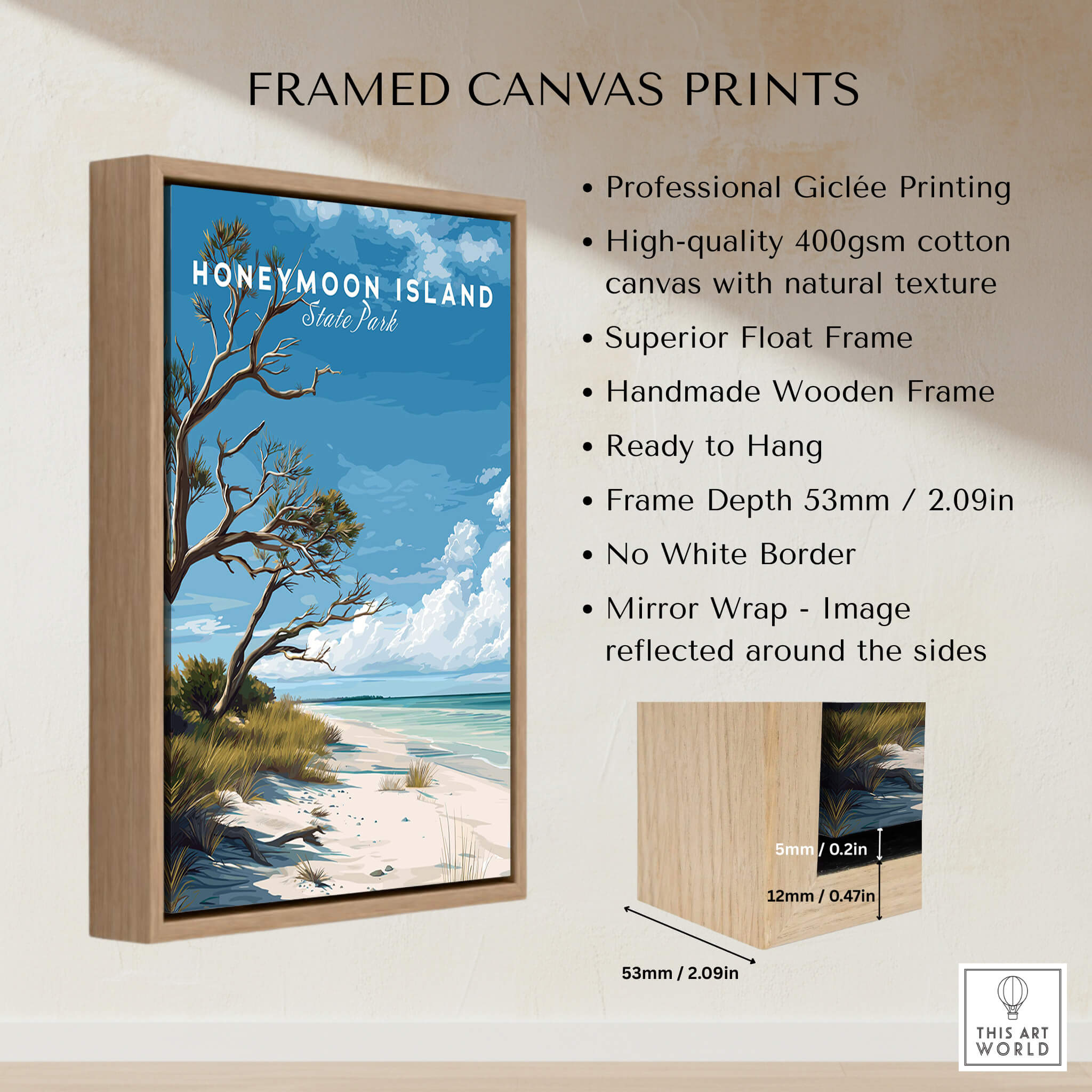 Honeymoon Island Wall Art Print | Florida Tropical Beach Travel Poster featuring beautiful coastal scenery.