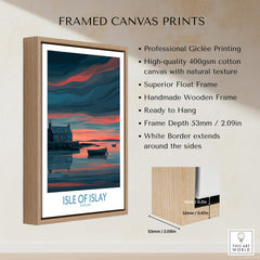 Framed canvas print of Isle of Islay Scotland Posters | Scottish Hebrides Seascape Canvas Print, showcasing serene seascape.